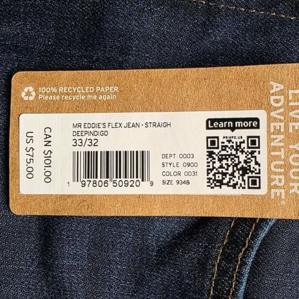 New Eddie Bauer Flex Jeans 33x32 - Picture 3 of 3